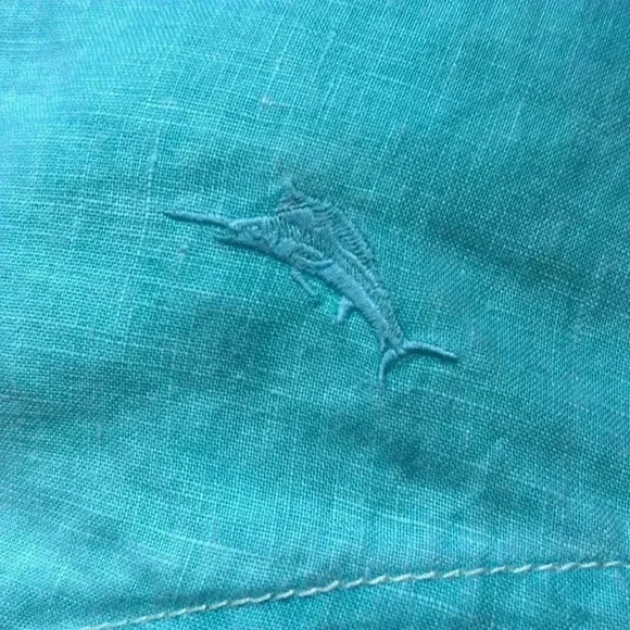 Tommy Bahama Linen Blue Button Up Shirt Long Sleeve Adult 3XL - Picture 7 of 14